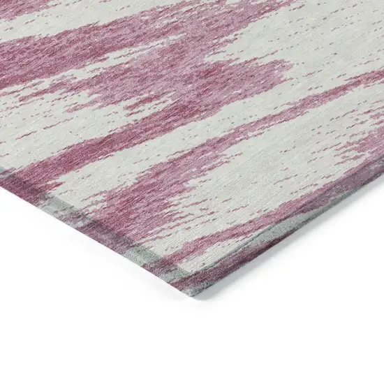 Blush And Ivory Abstract Washable Indoor Outdoor Area Rug Photo 5
