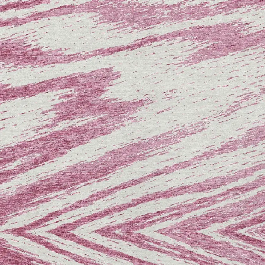 Blush And Ivory Abstract Washable Indoor Outdoor Area Rug Photo 6