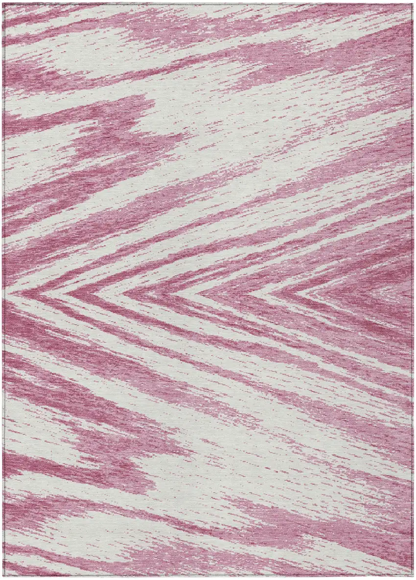 Blush And Ivory Abstract Washable Indoor Outdoor Area Rug Photo 2
