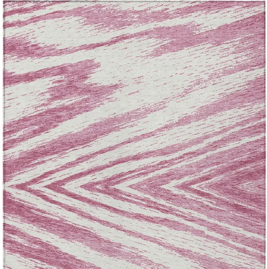 Blush And Ivory Abstract Washable Indoor Outdoor Area Rug Photo 7