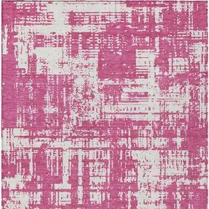 Photo of Blush And Ivory Abstract Washable Indoor Outdoor Area Rug