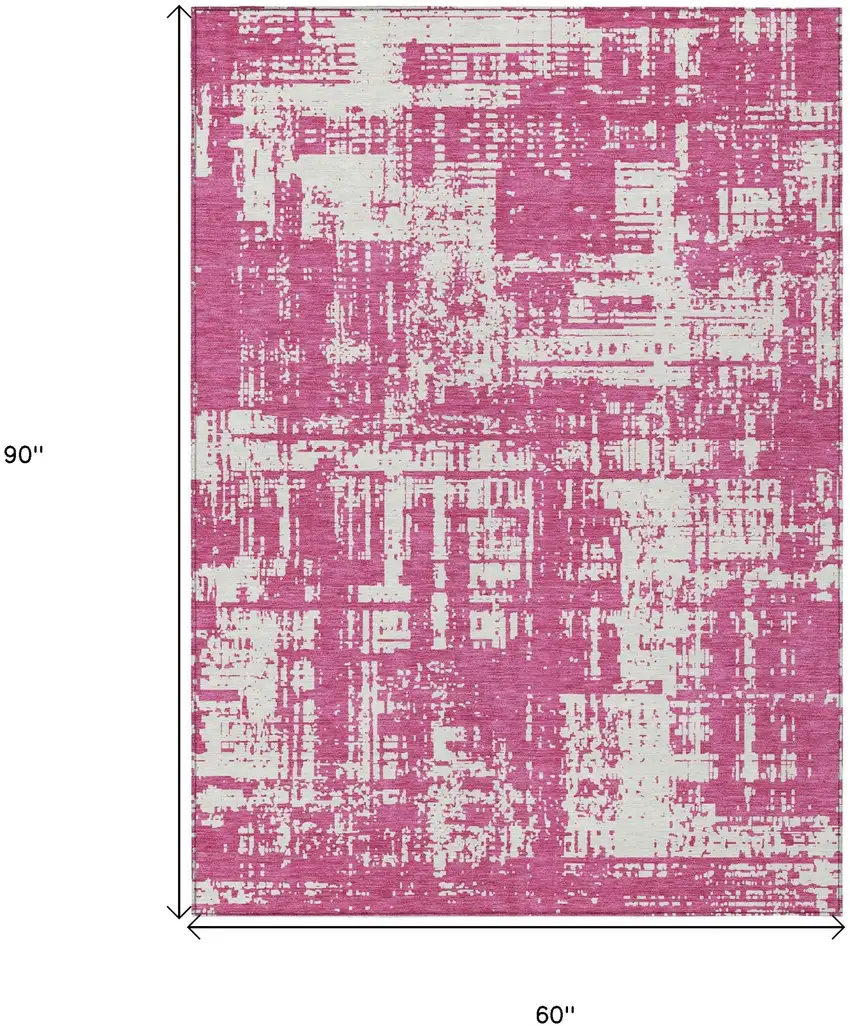 Blush And Ivory Abstract Washable Indoor Outdoor Area Rug Photo 3
