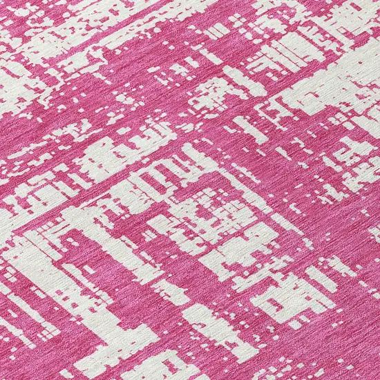 Blush And Ivory Abstract Washable Indoor Outdoor Area Rug Photo 7
