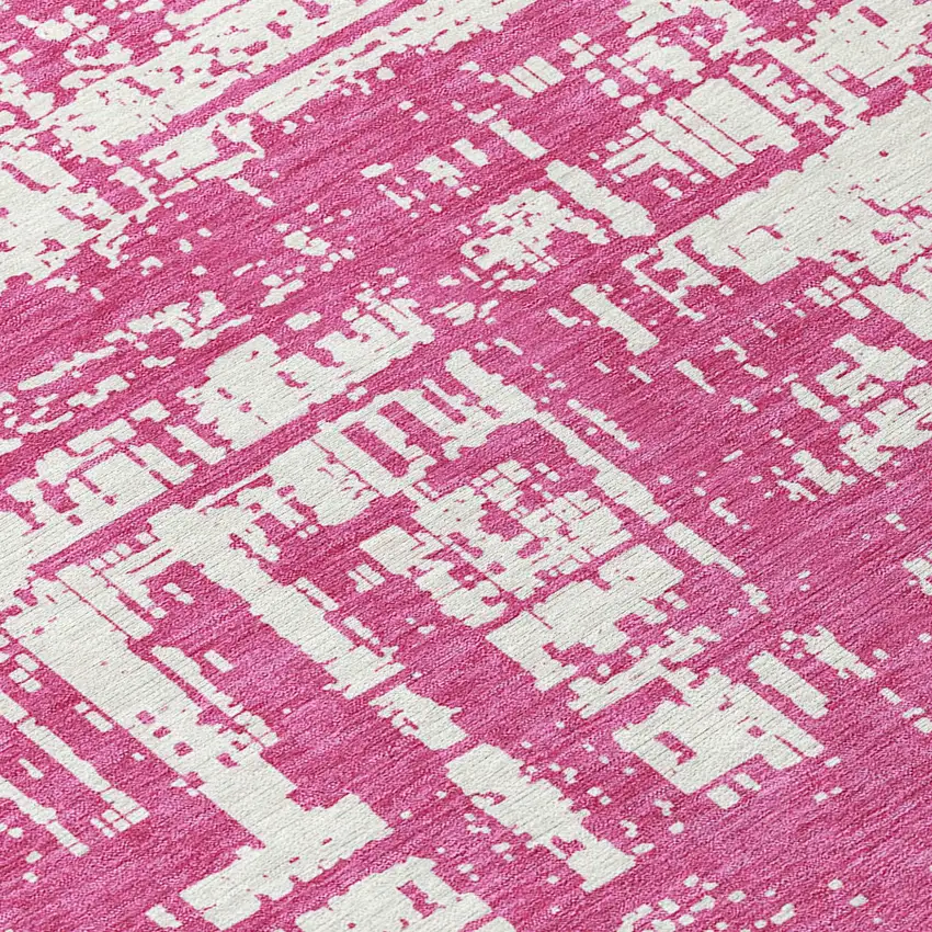Blush And Ivory Abstract Washable Indoor Outdoor Area Rug Photo 7