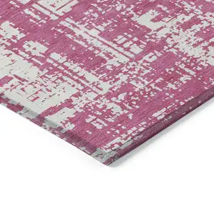 Photo of Blush And Ivory Abstract Washable Indoor Outdoor Area Rug
