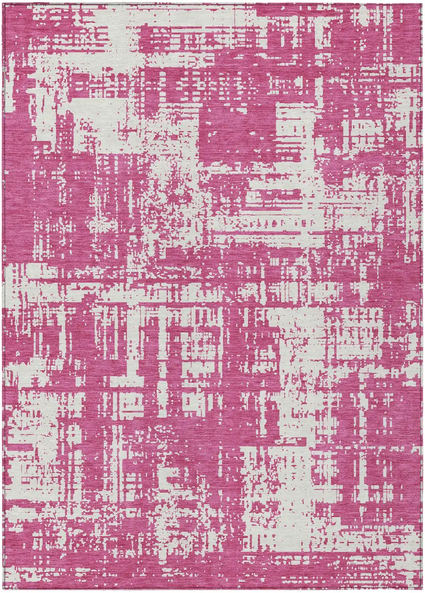 Blush And Ivory Abstract Washable Indoor Outdoor Area Rug Photo 2