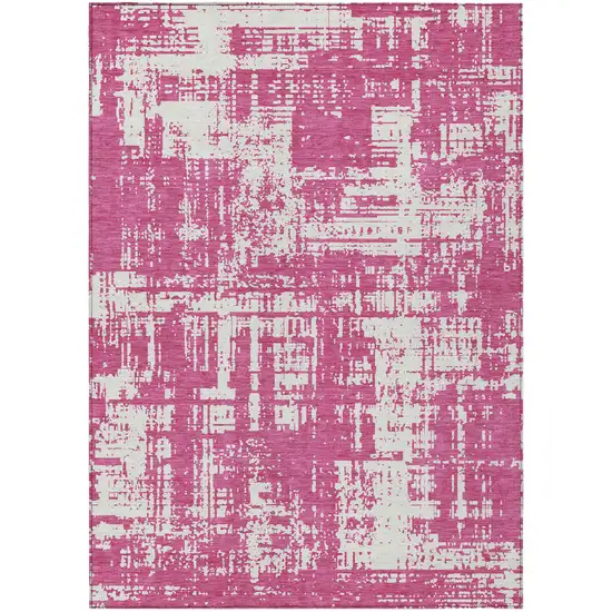 Blush And Ivory Abstract Washable Indoor Outdoor Area Rug Photo 2