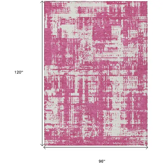 Blush And Ivory Abstract Washable Indoor Outdoor Area Rug Photo 3