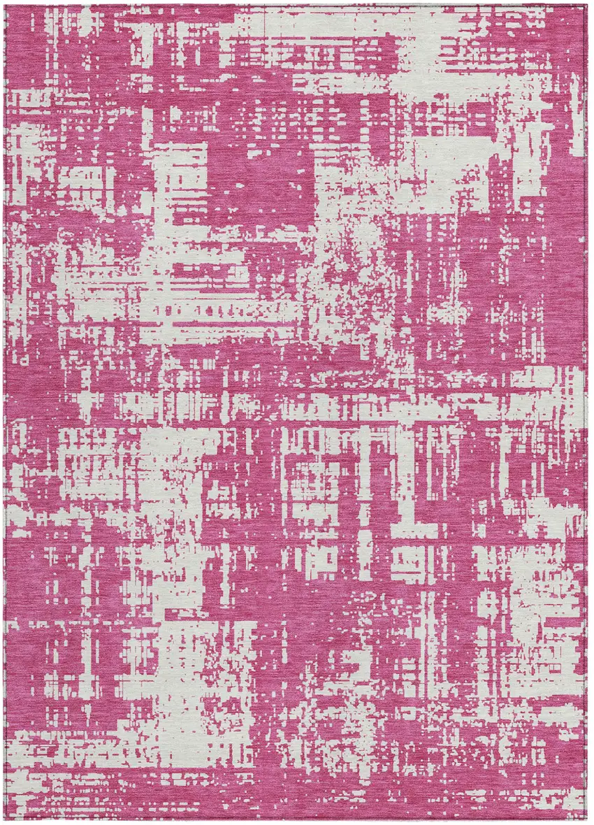 Blush And Ivory Abstract Washable Indoor Outdoor Area Rug Photo 5