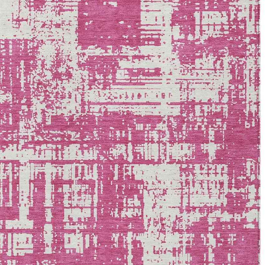 Blush And Ivory Abstract Washable Indoor Outdoor Area Rug Photo 5