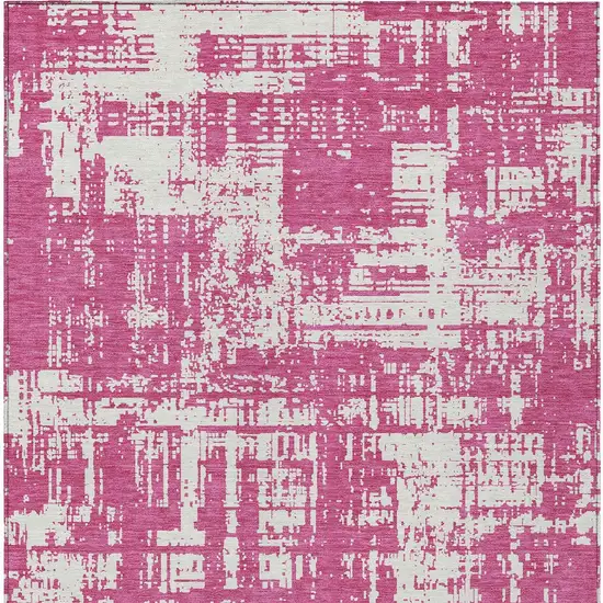 Blush And Ivory Abstract Washable Indoor Outdoor Area Rug Photo 6