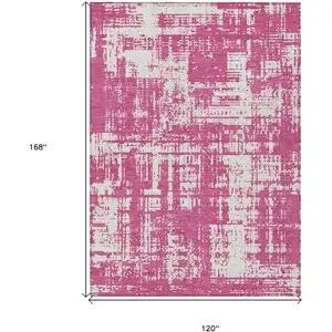 Photo of Blush And Ivory Abstract Washable Indoor Outdoor Area Rug