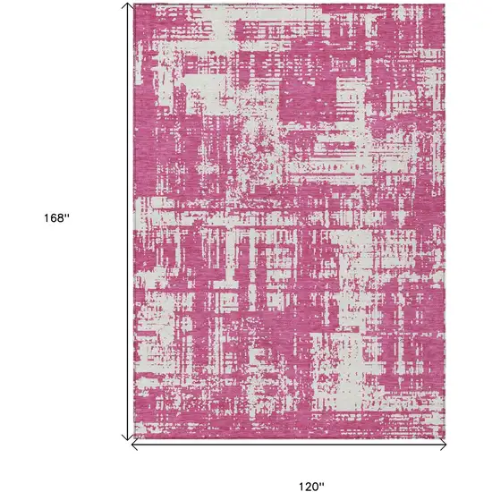 Blush And Ivory Abstract Washable Indoor Outdoor Area Rug Photo 3