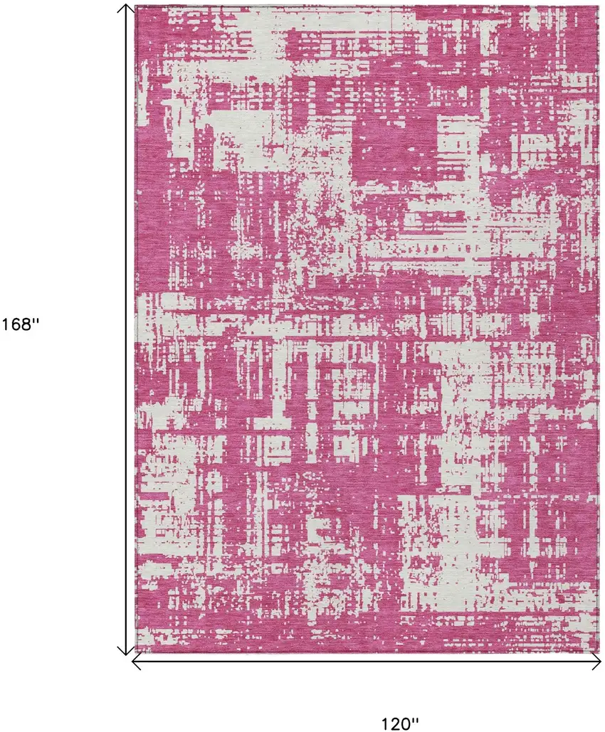 Blush And Ivory Abstract Washable Indoor Outdoor Area Rug Photo 3