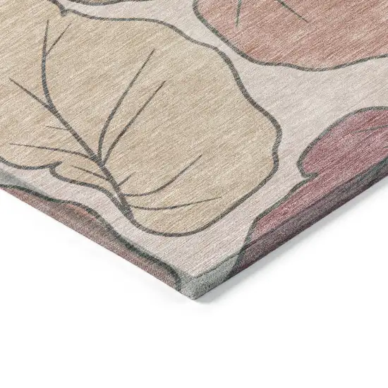 Blush And Ivory Botanical Leaves Washable Indoor Outdoor Area Rug Photo 4