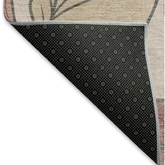 Blush And Ivory Botanical Leaves Washable Indoor Outdoor Area Rug Photo 8