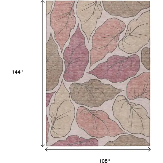 Blush And Ivory Botanical Leaves Washable Indoor Outdoor Area Rug Photo 3
