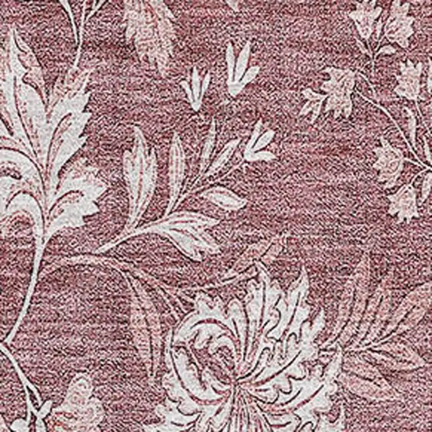 Blush And Ivory Floral Washable Area Rug With UV Protection Photo 3