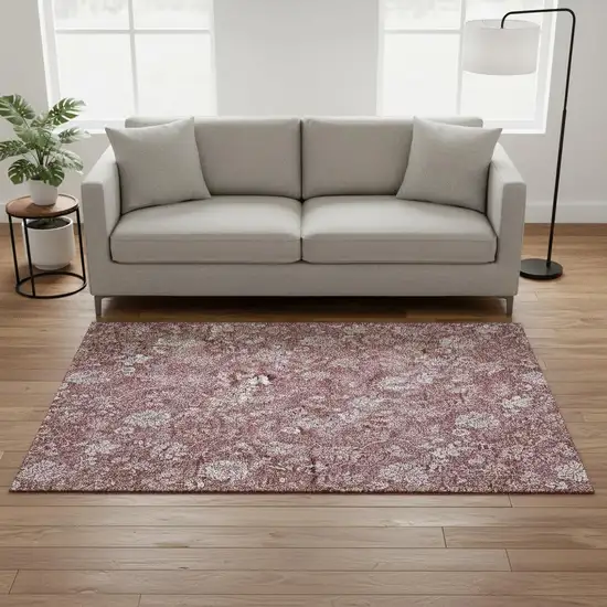 Blush And Ivory Floral Washable Area Rug With UV Protection Photo 1
