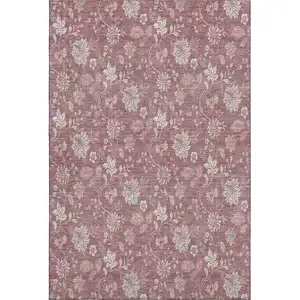 Photo of Blush And Ivory Floral Washable Area Rug With UV Protection