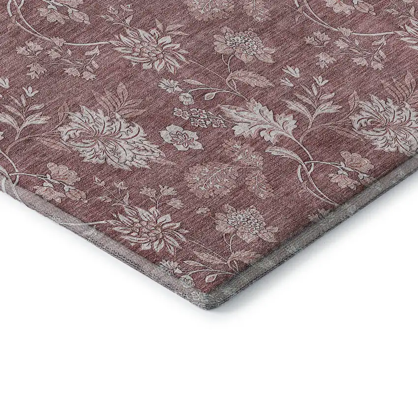Blush And Ivory Floral Washable Area Rug With UV Protection Photo 7