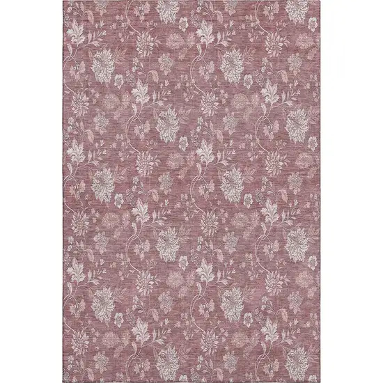 Blush And Ivory Floral Washable Area Rug With UV Protection Photo 1