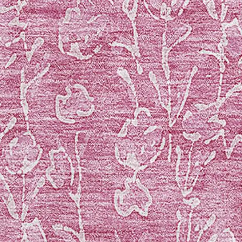 Blush And Ivory Floral Washable Area Rug With UV Protection Photo 3