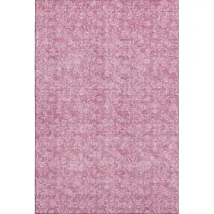 Photo of Blush And Ivory Floral Washable Area Rug With UV Protection