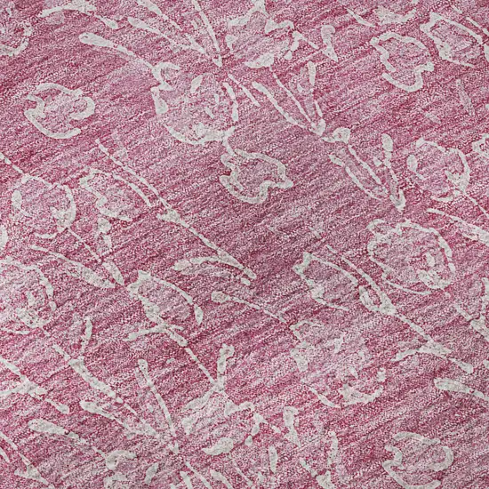 Blush And Ivory Floral Washable Area Rug With UV Protection Photo 9
