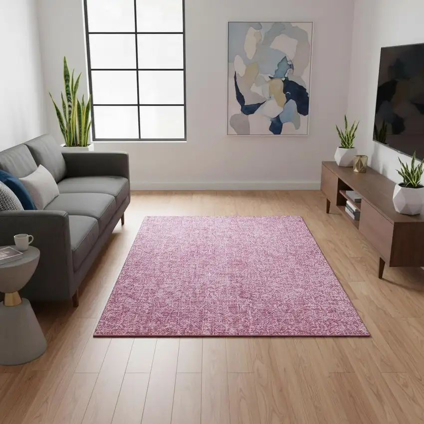 Blush And Ivory Floral Washable Area Rug With UV Protection Photo 1