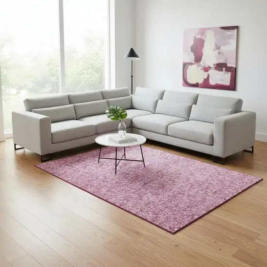 Blush And Ivory Floral Washable Area Rug With UV Protection Photo 1