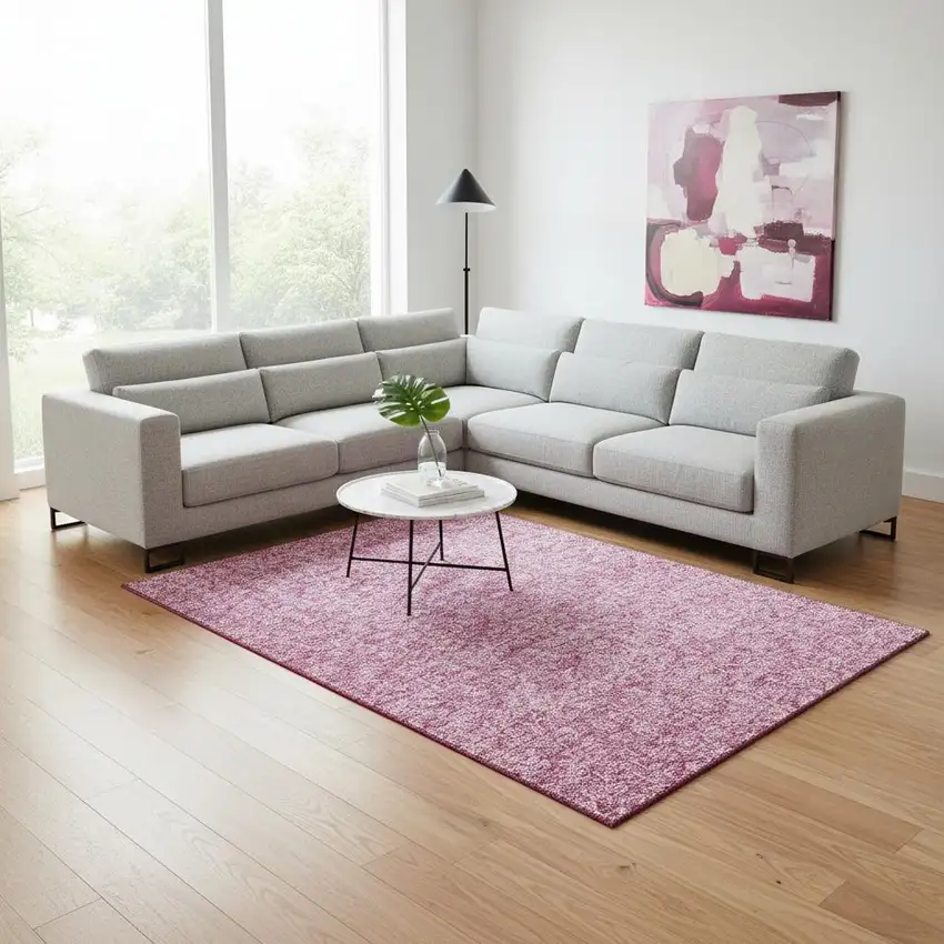 Blush And Ivory Floral Washable Area Rug With UV Protection Photo 1