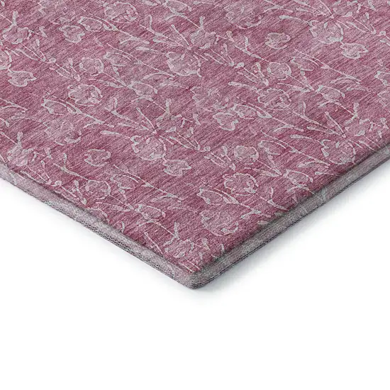 Blush And Ivory Floral Washable Area Rug With UV Protection Photo 7