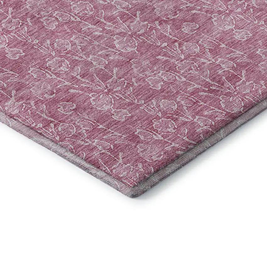 Blush And Ivory Floral Washable Area Rug With UV Protection Photo 7
