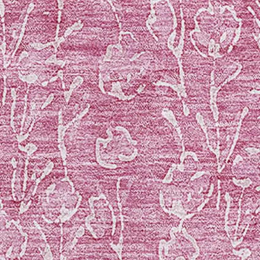 Blush And Ivory Floral Washable Area Rug With UV Protection Photo 4