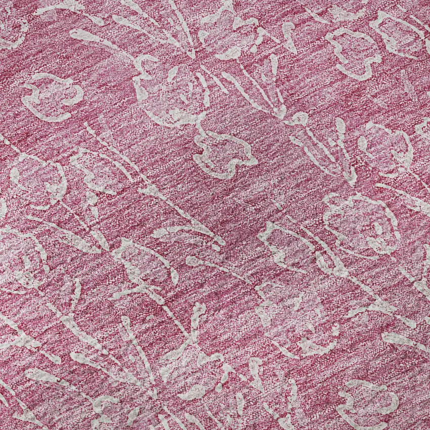 Blush And Ivory Floral Washable Area Rug With UV Protection Photo 9