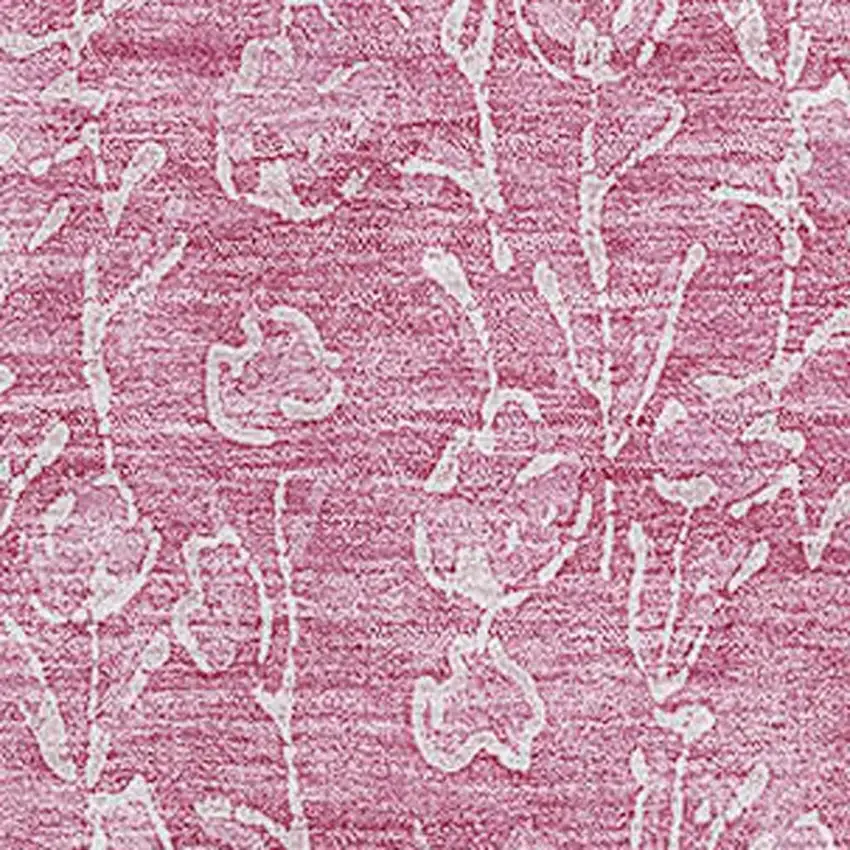 Blush And Ivory Floral Washable Area Rug With UV Protection Photo 5