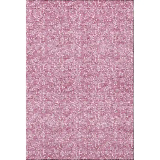 Blush And Ivory Floral Washable Area Rug With UV Protection Photo 4