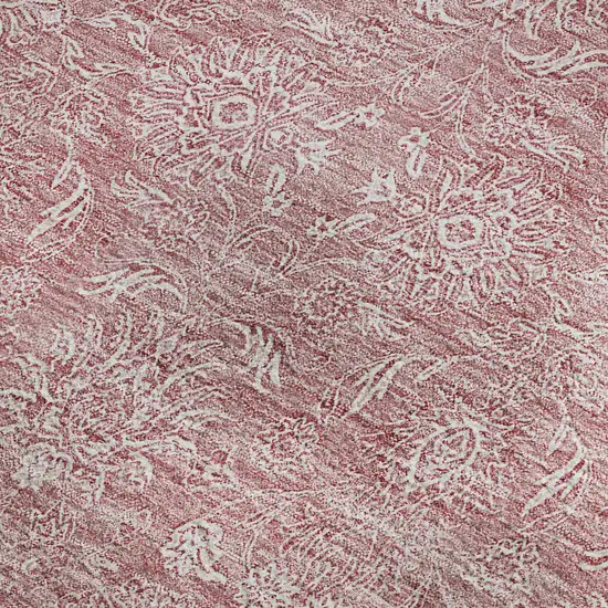 Blush And Ivory Floral Washable Area Rug With UV Protection Photo 4