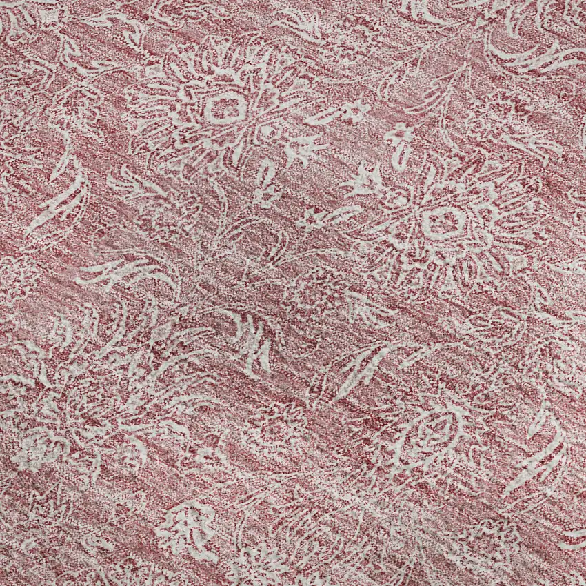 Blush And Ivory Floral Washable Area Rug With UV Protection Photo 4