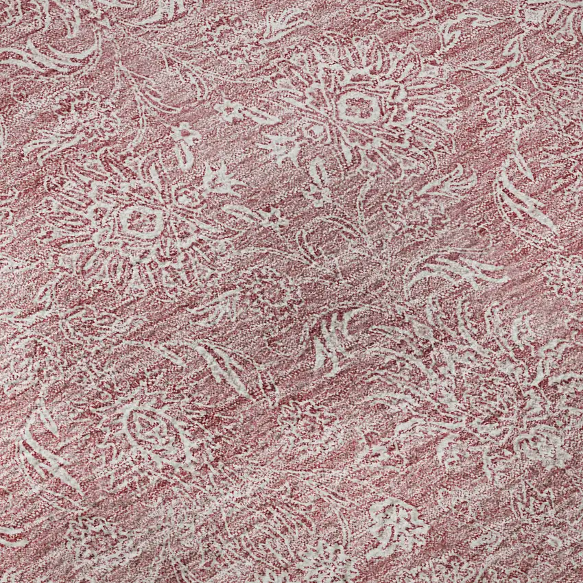 Blush And Ivory Floral Washable Area Rug With UV Protection Photo 3