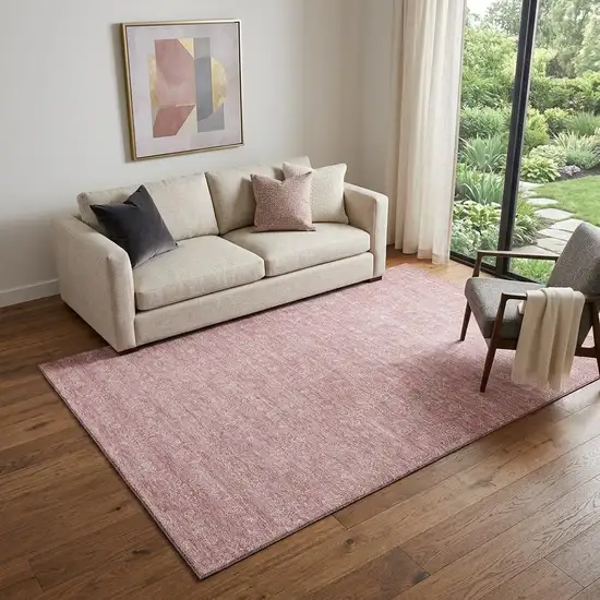 Blush And Ivory Floral Washable Area Rug With UV Protection Photo 1