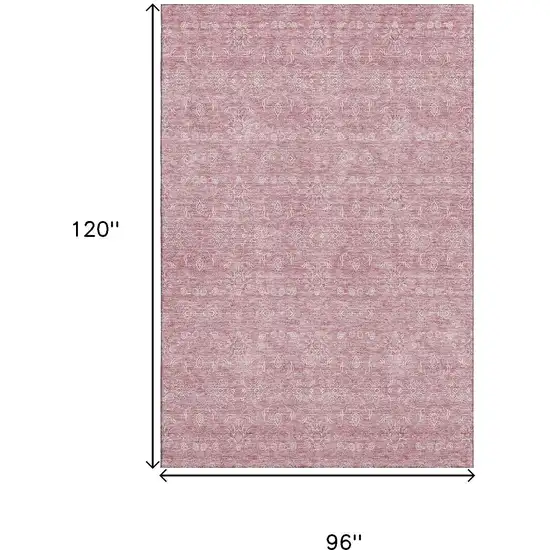 Blush And Ivory Floral Washable Area Rug With UV Protection Photo 3