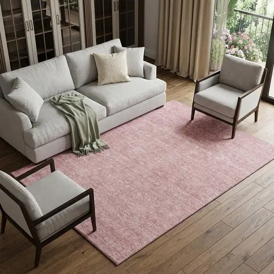 Blush And Ivory Floral Washable Area Rug With UV Protection Photo 1