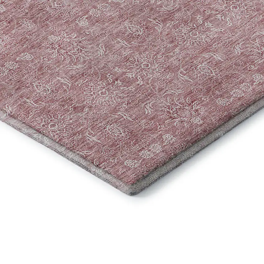 Blush And Ivory Floral Washable Area Rug With UV Protection Photo 7