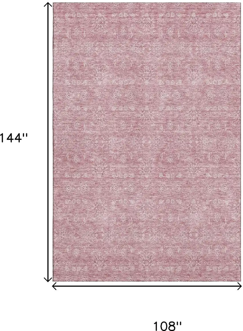 Blush And Ivory Floral Washable Area Rug With UV Protection Photo 3