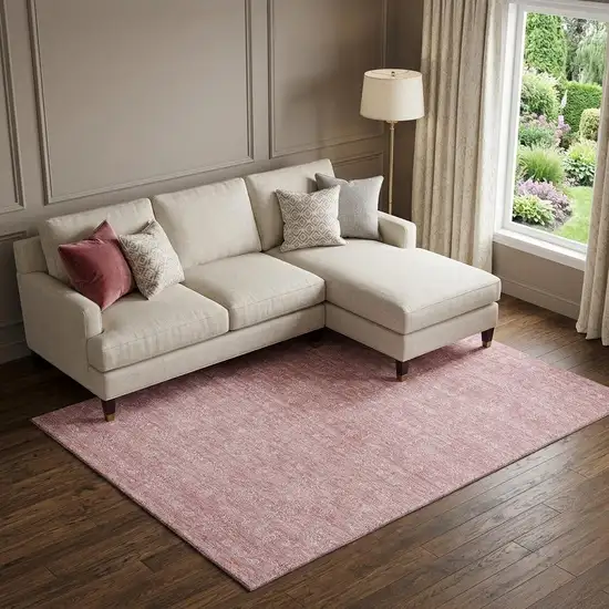 Blush And Ivory Floral Washable Area Rug With UV Protection Photo 1