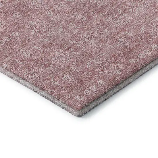 Blush And Ivory Floral Washable Area Rug With UV Protection Photo 7