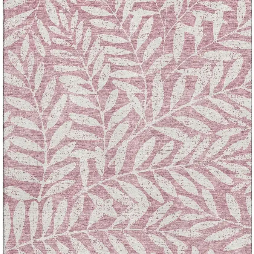 Blush And Ivory Floral Washable Area Rug With UV Protection Photo 4