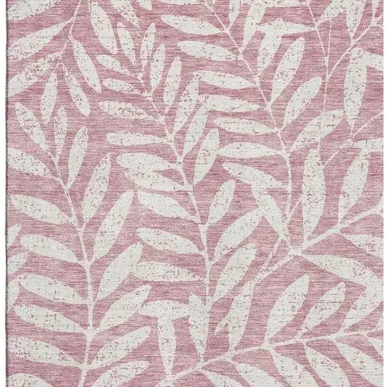 Blush And Ivory Floral Washable Area Rug With UV Protection Photo 3